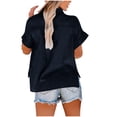 thumbnail image 4 of Dealovy Plus Size Womens Button down Shirts Cotton Linen Rolled Short Sleeve Loose Casual Work Blouses, 4 of 6