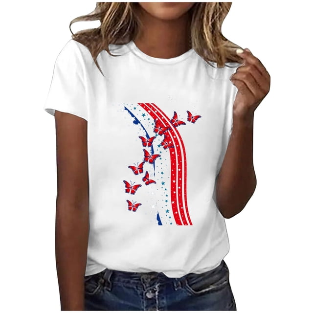 LUOGENLI T-shirts pour Femme pour Femmes T-Shirt pour Femme Col Rond Haut Imprimé T-Shirt pour Femme Manches Courtes T-shirts pour Femmes T-shirts Graphiques T-Shirt de la Saint-Valentin T-shirts Femmes Blanc Pâques Blanc P