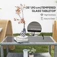 thumbnail image 4 of Outsunny 35"Wicker Coffee Table, End Table w/ Glass Top, Storage, Dark Grey, 4 of 10