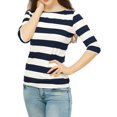 thumbnail image 1 of INSPIRE CHIC T-shirt à Manches au Coude pour Femme d'Halloween, Haut Décontracté Basique à Encolure Bateau, Coupe Ajustée, Très Petit, Bleu, 1 of 6