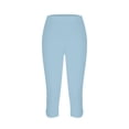thumbnail image 4 of Birdeem Womens Summer High Waisted Solid Color Capris Matching Slim Fitting Yoga Gym Pants, 4 of 7