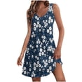 thumbnail image 1 of Pisexur Robe d'Été pour Femme, Plage, Décontractée, Sans Manches, Midi, Imprimé Floral, Débardeur, Ample, Robe Soleil avec Poche, P-2TG, 1 of 6