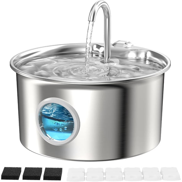 Cat Water Fountain Stainless Steel Cat Fountain for Drinking .L Pet Water Fountain Indoor Cats Quiet Pets Waterer Cats Water Dispenser for Small Animals