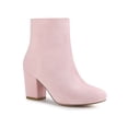 thumbnail image 1 of BLISSFUL STEP Bottines à Talon Bloc à Bout Rond pour Femmes avec Fermeture Éclair Latérale Rose 7, 1 of 7