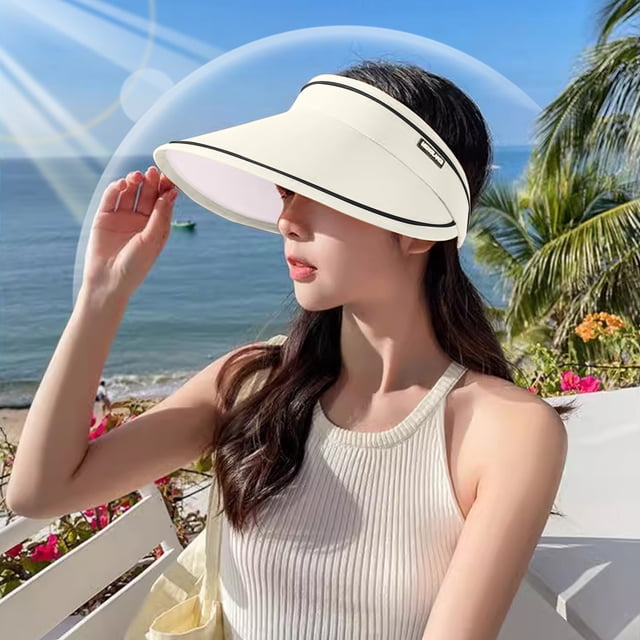 Sun Hat Sun Protection Sunshade Outdoor Travel Riding Beach Empty Sun Hat , Can Adjustment Fit Visor,With Sweatband
