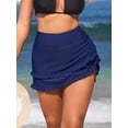 thumbnail image 4 of Charmo Womens Ruffled Hem Swim Skirts High Waisted Tankini Bottoms Drawstring Bikini Bottoms, 4 of 7