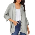 thumbnail image 1 of Mlkoz Long Sleeve Shirts for Women Open Front Shirt Soft Lightweight Fall Fashion Casual Solid Color Loose Button Tops S-XXL, 1 of 5