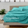 thumbnail image 3 of Bare Home Premium 1800 Collection Ensemble de Draps 4 Pcs, Grand Lit, Turquoise, 3 of 10