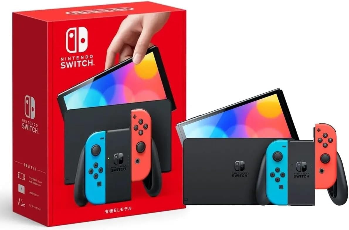 Nintendo Switch Console - OLED Model with Neon Blue and Red Joy