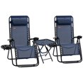 thumbnail image 1 of Zero Gravity Chair Set of 2 Patio Chair with Side Table Cupholders and Pillows for Pool, Backyard, Lawn, Beach, Blue, 1 of 7