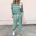 thumbnail image 1 of UPPADA Ensembles Confortables pour Femmes, Survêtement pour Femmes Ensemble 2 Pcs Chandails à Col Rond Chandails Molletonnés Hauts à Enfiler Pantalons Jogger Ensembles de Détente avec Poches Vert, TG, 1 of 6