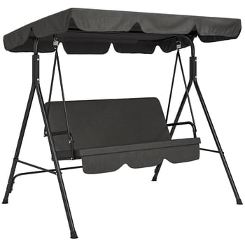 Outsunny 3-Seat Patio Swing Chair with Adjustable Canopy Black