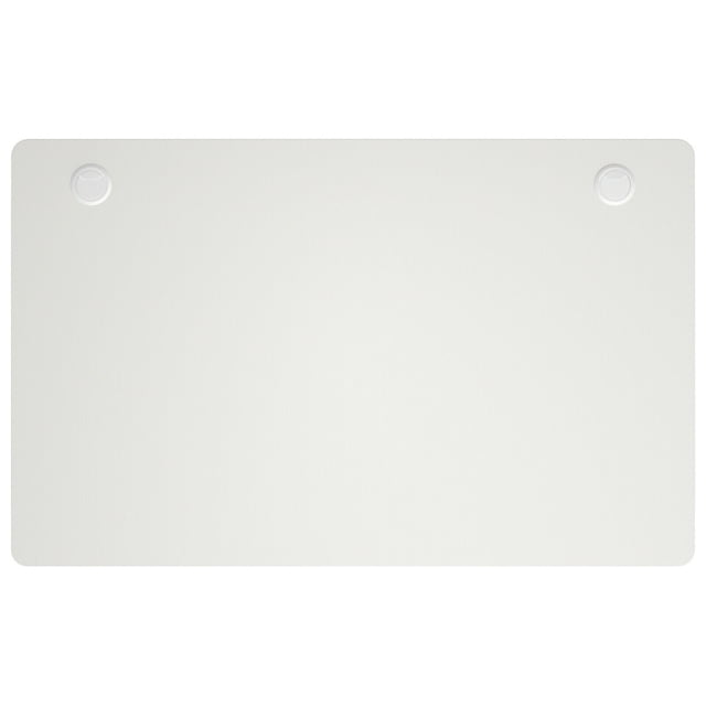 Gymax 48'' x 30'' Universal Tabletop for Standard & Standing Desk Frame in white. This rectangular engineered wood desktop features a smooth, waterproof surface with rounded corners for safety. It includes two cable management holes for organized wiring and measures 48 inches by 30 inches with a 1-inch thickness. Compatible with standard desk frames and sit-to-stand desk frames, it offers a durable and spacious surface for monitors, laptops, and other essentials.