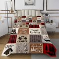 thumbnail image 1 of YST Short Queen Coverlet Set For Rv Camper Happy Camping Bunk Bedspread Set Rv Camper Accessories Quilt Set For Travel Trailers,Buffalo Plaid Pine Tree Arrow Bedding Set Red Brown, 1 of 5