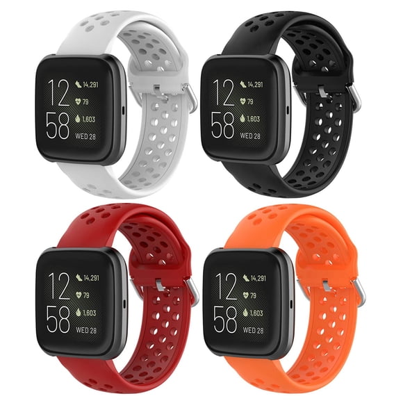 Pailebi Bracelets Compatibles avec Versa 2 et Versa/Versa Lite/Versa Édition Spéciale, Bracelets de Sport de Rechange Souples pour Versa Femmes Hommes (Blanc+noir+rouge+orange)