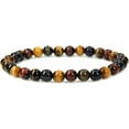 thumbnail image 1 of Bracelet Extensible en Perles Rondes de 6 mm en Oeil de Tigre Multicolore Naturel de Qualité AA 7 Pouces Unisexe, 1 of 5