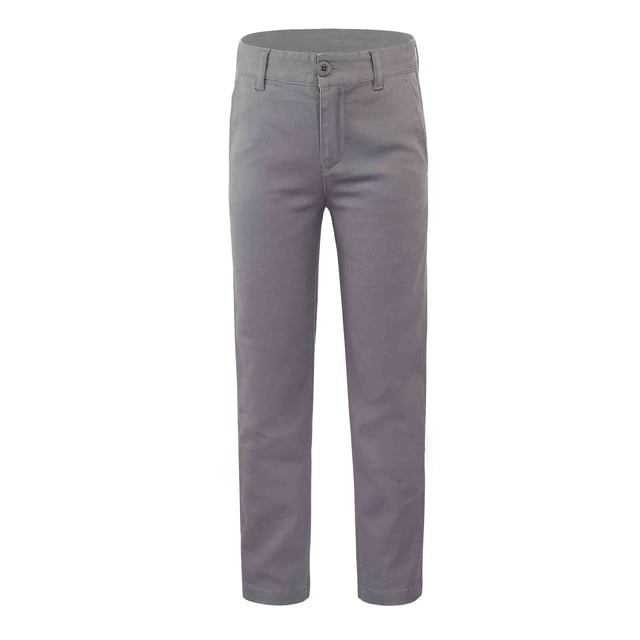 Bienzoe Girl's Cotton Stretchy Adjustable Waist School Uniform Pants Grey 7