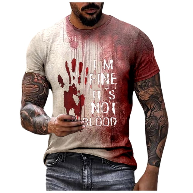 T-shirt Résille d'Halloween pour Homme, Imprimé, Manches Courtes, Col Rond, Chandails d'Entraînement pour Hommes, T-Shirt à Col, T-Shirt Ample de Concert pour Hommes, Hauts
