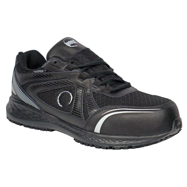 HOSS Chaussure de Travail Imperméable Non Métallique à Embout Composite EH pour Femme Reno en Cuir Noir Action - 20230