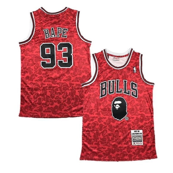 Nba Basketball Uniform Jersey Smoothdogg Bape Chicago Bulls #93 Jersey Basketball Clothing Rap Clothing Hip-hop Style#zhicheng