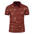 thumbnail image 1 of CEHVOM Fashion Men's Collar Top Stand Collar Print Short Sleeve Button Matching Summer, 1 of 5