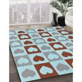 thumbnail image 3 of Ahgly Company Tapis d'Intérieur Lavable à la Machine, Carré, Transitionnel, Bleu Lagon Bleu, Tapis de Zone, 8 Pieds Carré, 3 of 7