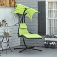 thumbnail image 2 of Outsunny Chaise Hamac d'Extérieur avec Support, Parasol, Vert, 2 of 9