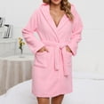 thumbnail image 2 of Penkiiy Womens Robe Long Kint Bathrobe Lightweight Soft Robes Ladies Bath Robe XL Pink, 2 of 8
