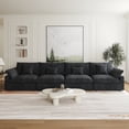 thumbnail image 1 of The Magic Home Canapé Sectionnel Modulaire en Lin à 4 Places, Noir, 1 of 10
