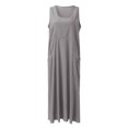 thumbnail image 4 of JIRNDf Robes Maxi d'Été pour Femmes Tendance Couleur Unie Col Rond Poches Longues Robes d'Été Quotidiennes pour Femmes Robe Boho Gris Foncé TTG, 4 of 7