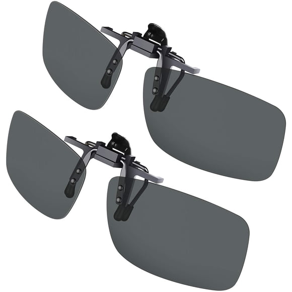 FanShow Clip-on Sun Glasses, Polarized Sunglasses [2 Pack Day Vision] Clip on Sunglasses for Men/Women for Driving and Outdoor Activities