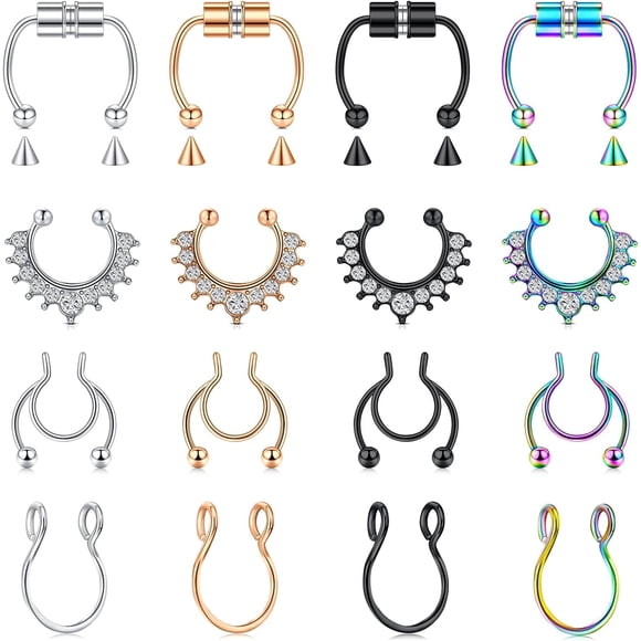 ORUYROP Fake Septum Fake Nose Ring Magnetic Septum Piercing Magnetic Septum Ring Clip on Septum Ring Fake Nose Ring Septum