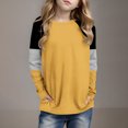 thumbnail image 2 of Posijego Girls Striped Long Sleeve Shirts Kids Round Neck Color Block Tunic Tops Spring T-Shirts Size 4-14 Years, 2 of 6