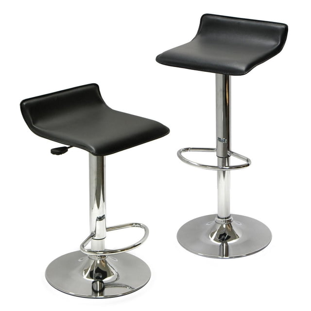Winsome Tabourets Pivotants Réglables Spectrum avec Sièges en PVC Noir et bases en Acier Chromé, Conception Sans Dossier, Hauteur Réglable de 22,68 à 30,79 Pouces, Pivotement à 360 Degrés et Repose-Pieds, Convenant aux Sièges de Cuisine Ou de bar à la Maison, Ensemble de Deux.