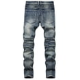 thumbnail image 4 of cllios Mens Distressed Biker Slim Jeans Stretched Ripped Denim Pants Skinny Destroyed Fashion Stretch Jeans, 4 of 9