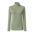 thumbnail image 4 of Kcodviy Femmes Haut Thermique Uni à Manches Longues pour Femmes Temps Froid Col Roulé Simulé Blouse Hauts Haut Thermique pour Femmes Paquet Coupe Ajustée Extensible Couche Haut et Bas Thermiques T-Shirts, 4 of 7