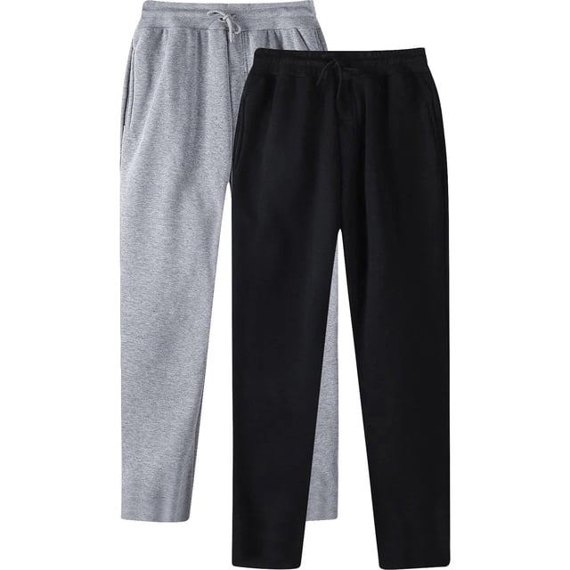 RXIRUCGD Men's Fashion Drawstring Elastic Waist Solid Color Casual Sweat Length Pants 2 PC, Gray, Size: XL