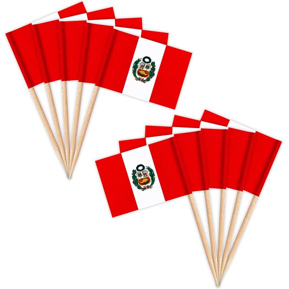 ZXvZYT Drapeau Péruvien Drapeaux Cure-Dents Péruviens, Petits Mini Drapeaux pour Cupcakes Péruviens - Décoration de Fête Campagnarde Cocktail Fruit (100 Pcs)