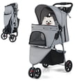 thumbnail image 1 of Gymax Poussette pour Animaux Pliable, Chariot pour Chat Réglable avec Auvent Ajustable, 3 Roues Amortissantes, Gris, 1 of 10