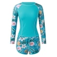 thumbnail image 3 of Kcodviy Women 2 Piece Long Guard Long Sleeve Rash Guard with Guard Plus Size Women Built in Bra Swimsuits Short Sleeved Guard Upf 50+ Swim Shirt Guard Shirt with Boyshort Bottom, 3 of 7