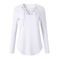 thumbnail image 4 of Haut Imprimé à Manches Longues Couleur Unie pour Femmes Rose m, 4 of 4