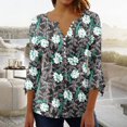 thumbnail image 1 of T-Shirt à Manches Courtes à Col en V à Imprimé Floral pour Femmes Coffee L, 1 of 5