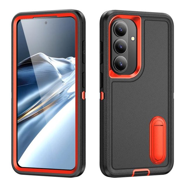 For Samsung Galaxy S26+ 5G 6.7" Phone Case with Built in Kickstand, Shockproof/Dustproof/Drop Proof Heavy Duty Military-Grade Rugged Protective Cover for Samsung Galaxy S26+ 5G,Black+Orange
