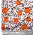 thumbnail image 1 of Soimoi Rayon Fabric Leaves & Rose Flower Decor Fabric Printed Yard 56 Inch Wide, 1 of 3