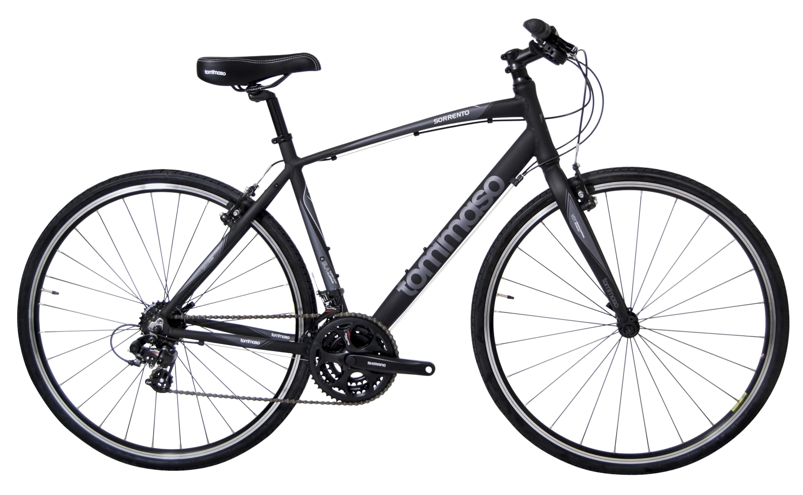 Tommaso Sorrento Shimano Tourney Hybrid Fitness Bike, Matte Black/Grey - Small