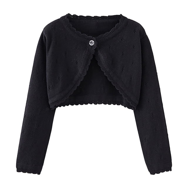 zbxnLI Toddler Girls Bolero Cardigans Lightweight Long Sleeve Knit Open Front Cropped Cardigan Sweaters