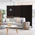 thumbnail image 2 of Costway 3-Panel Folding Room Divider 6Ft Rolling Privacy Screen withLockable Wheels Brown, 2 of 9