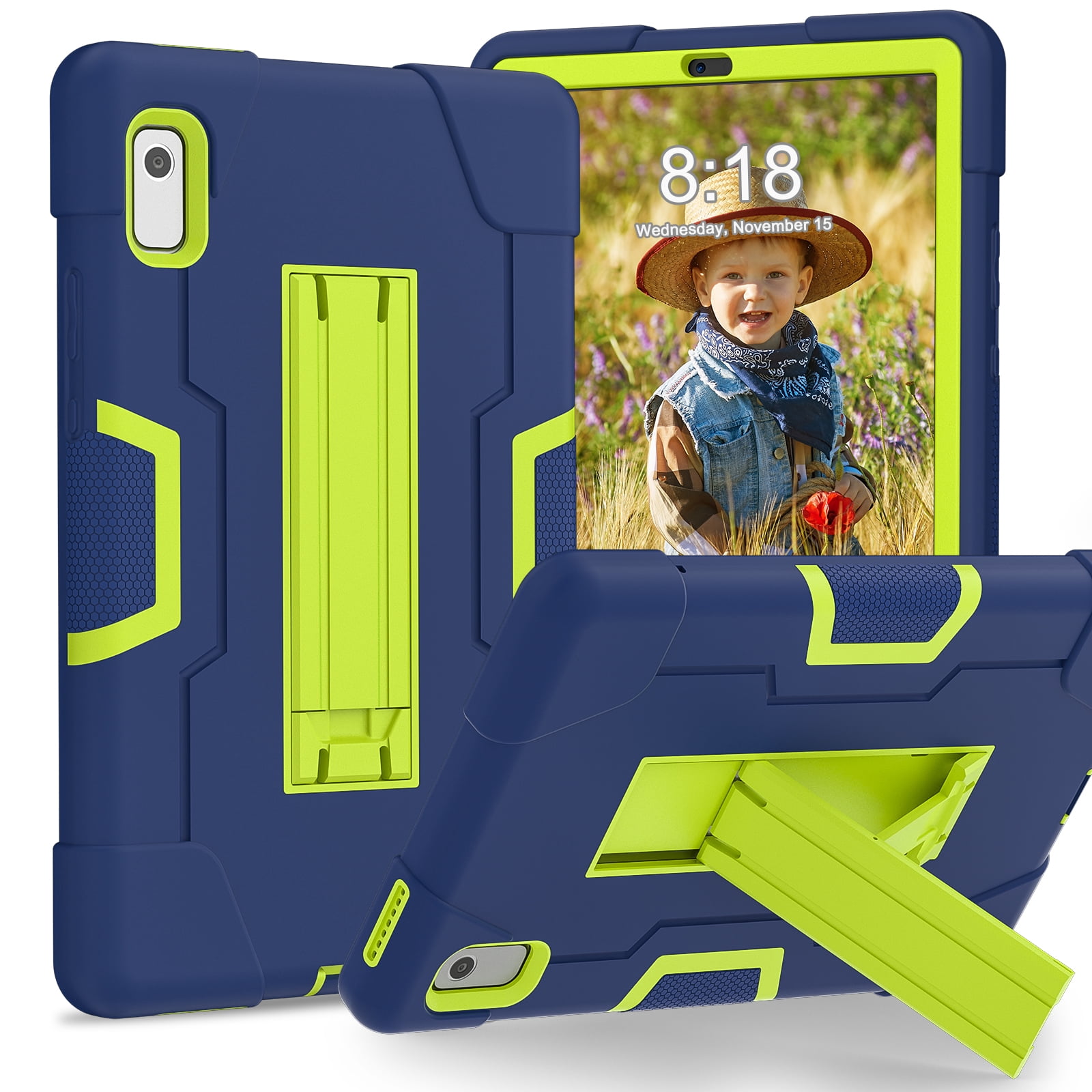 TECH CIRCLE Case for Lenovo Tab M9 Tablet (9", 2023 Released) - Shockproof Rugged Cover with Kickstand, Navy + Green