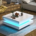 thumbnail image 2 of Table basse carrée Noble House, finition brillante, plateau pivotant à 360° et éclairage DEL, blanche, 2 of 7