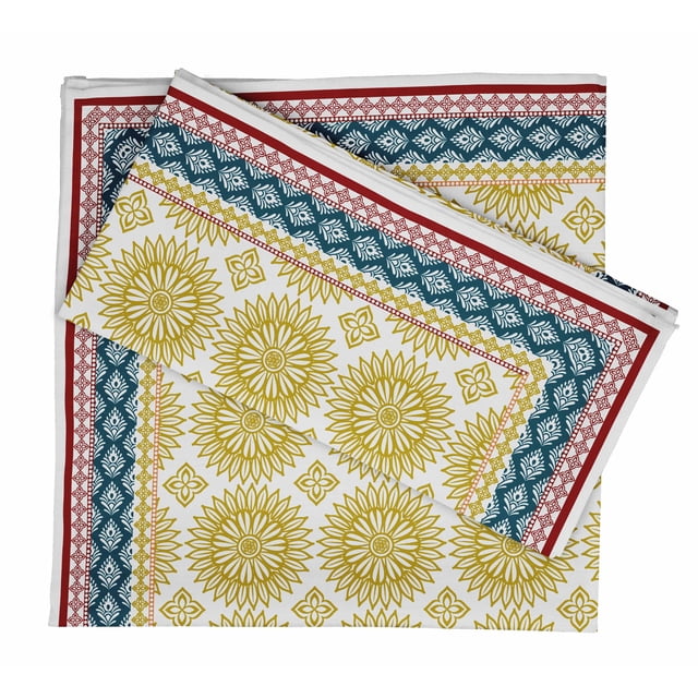 Vargottam Collection de Luxe Linge de Table Décor Serviette en Coton Tissu Imprimé Serviettes Réutilisables Ensemble de 12, 20 X 20 - Asiatique